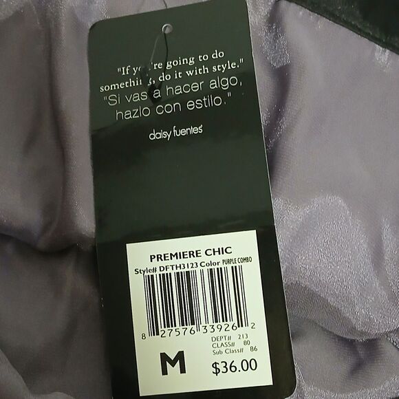 Daisy Fuente Purple Floral Pattern Black Trim Lined Sleeveless Blouse Top Medium - Picture 5 of 9